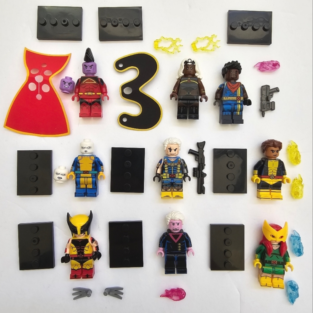 Lot of 9 Lego Compatible X-Men 97 Wave 3 Minifigures Wolverine Storm Jean Grey
